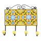 Yellow Base Turquoise Sonflower Ceramic Tiles Hook 